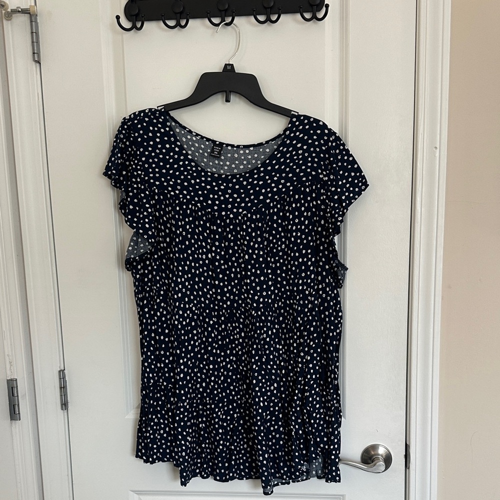 Navy Polka Dot Women's Baby Doll Top